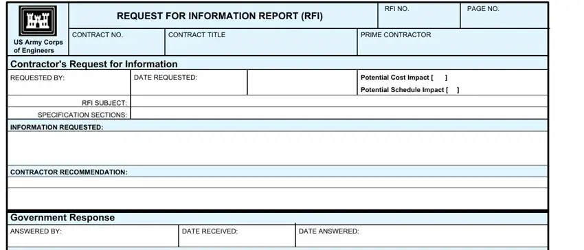 Stage # 1 of filling out request information report rfi