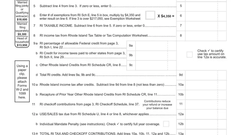 The right way to fill out Ri 1040 Form portion 2