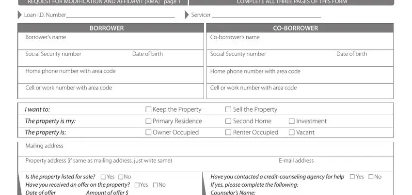 Completing part 1 in forms to modify child custody