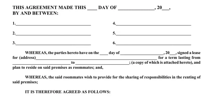 Filling in segment 1 of roommate roommates agreement form