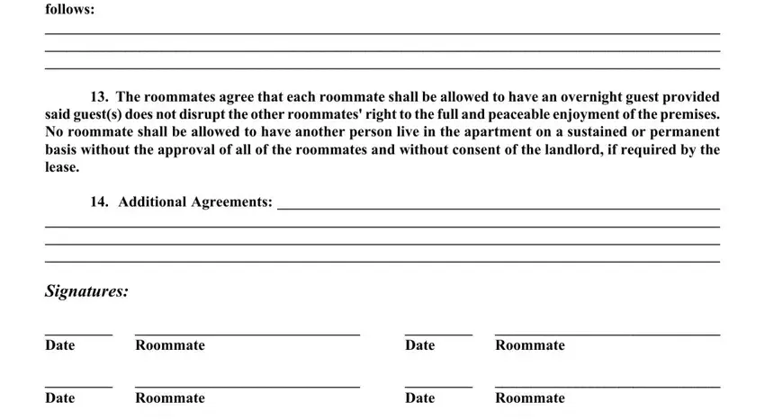 Ways to fill in roommate roommates agreement form portion 3