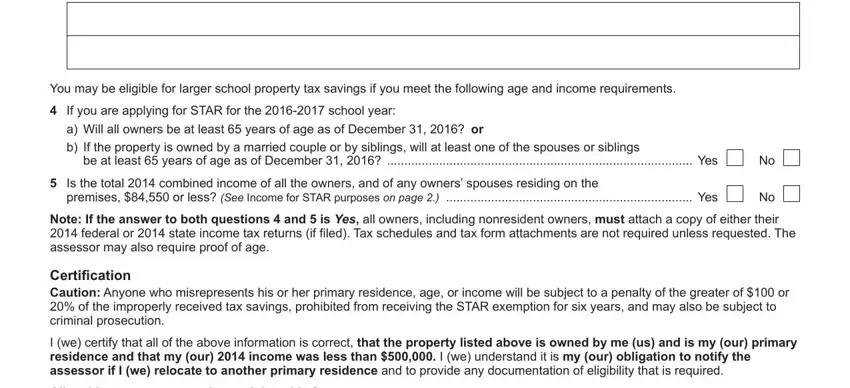 Stage number 2 of filling out ny state star program