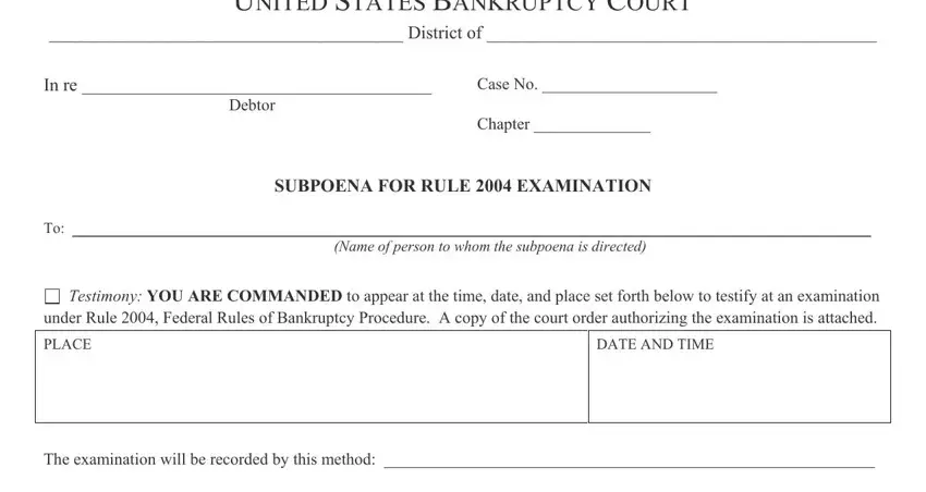 The way to prepare Rule Examination Form step 1