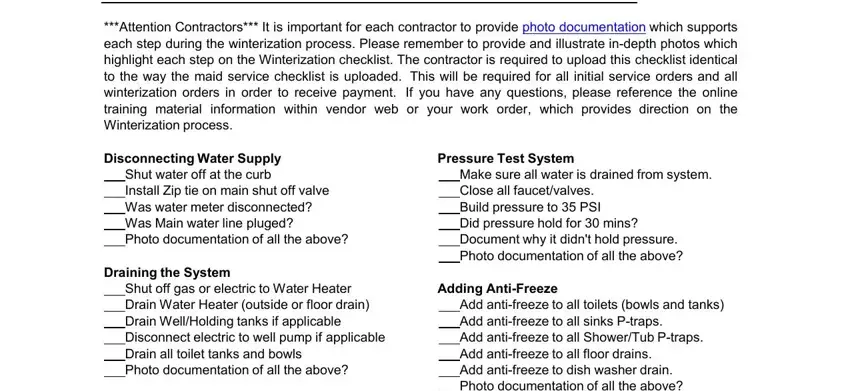 Safeguard Winterization Checklist Form writing process outlined (stage 1)