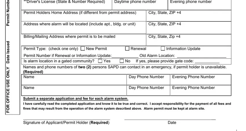 Simple tips to fill out texas san antonio police alarms permit step 2