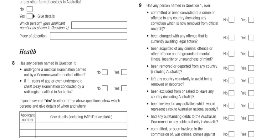 Filling out section 5 of form 866 protection visa