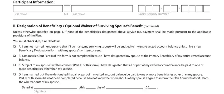 Social Security Number, Participant Information, and C Subject to my spouses written in Saturna Capital Form 401 K