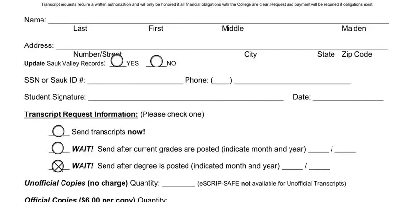 Filling out section 1 in SSN