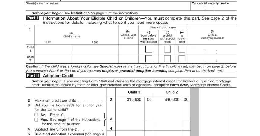 How to fill out Form 8839 part 1