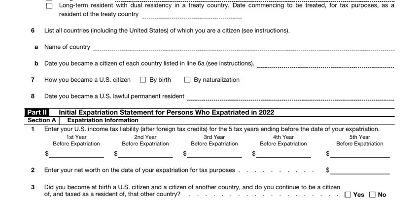 Filling out section 2 in Form 8854
