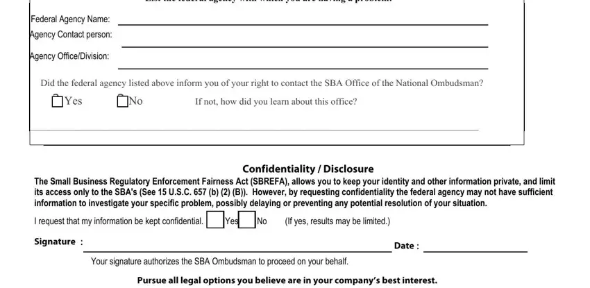 If yes results may be limited, Federal Agency Name, and List the federal agency with which of form sba fax