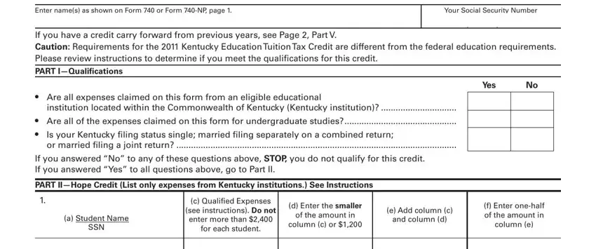 How one can fill in kentucky form 8863 k portion 1