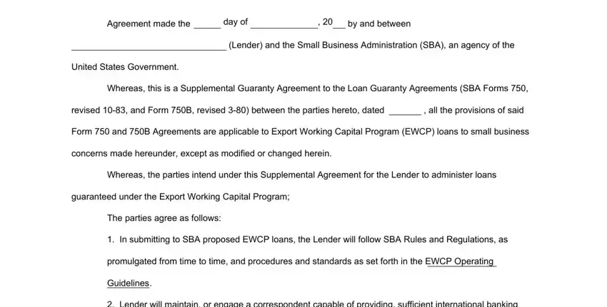 sba form 750 loan guaranty agreement completion process clarified (stage 1)
