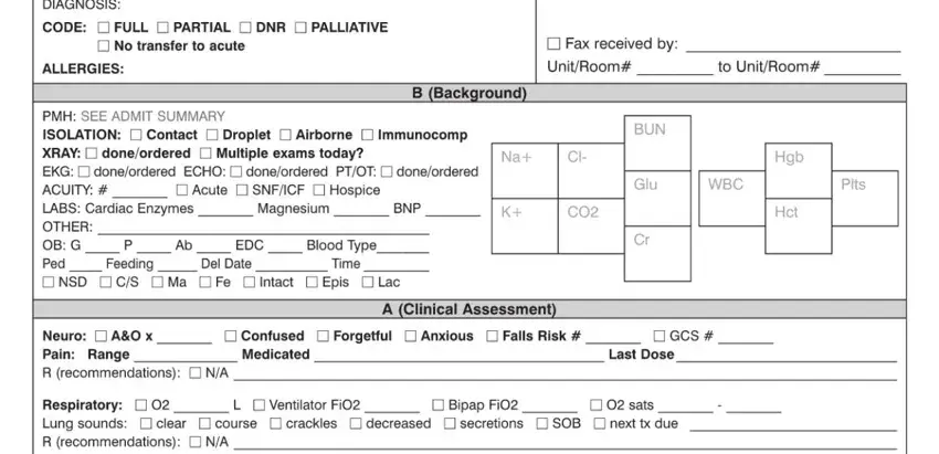 The way to fill in sbar chart sample portion 1