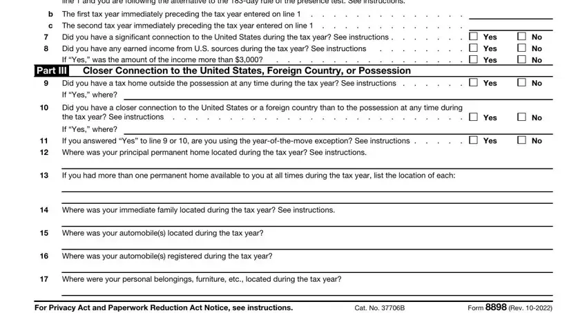 Filling out section 2 of 2020 individuals possession