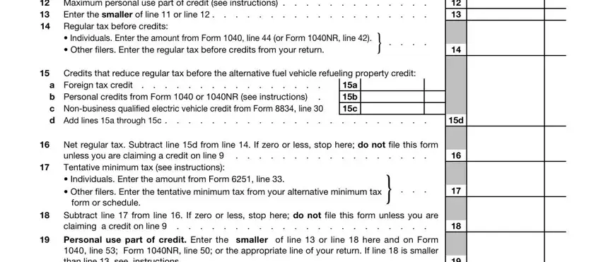 Enter the smaller of line  or line, Credits that reduce regular tax, and form or schedule of 15d