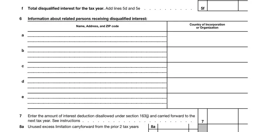 Filling in part 4 in irs disqualified interest