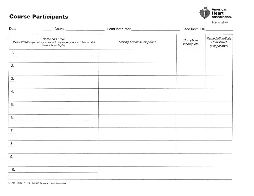 Fillable Aha Roster Form Fill Out Printable PDF Forms