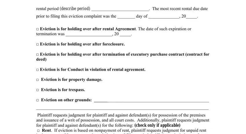 stage 3 to completing Eviction Complaint Form