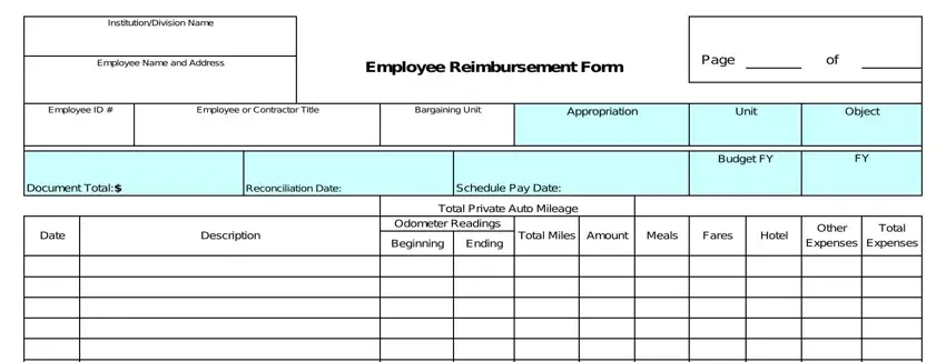 filling out church expense reimbursement form step 1
