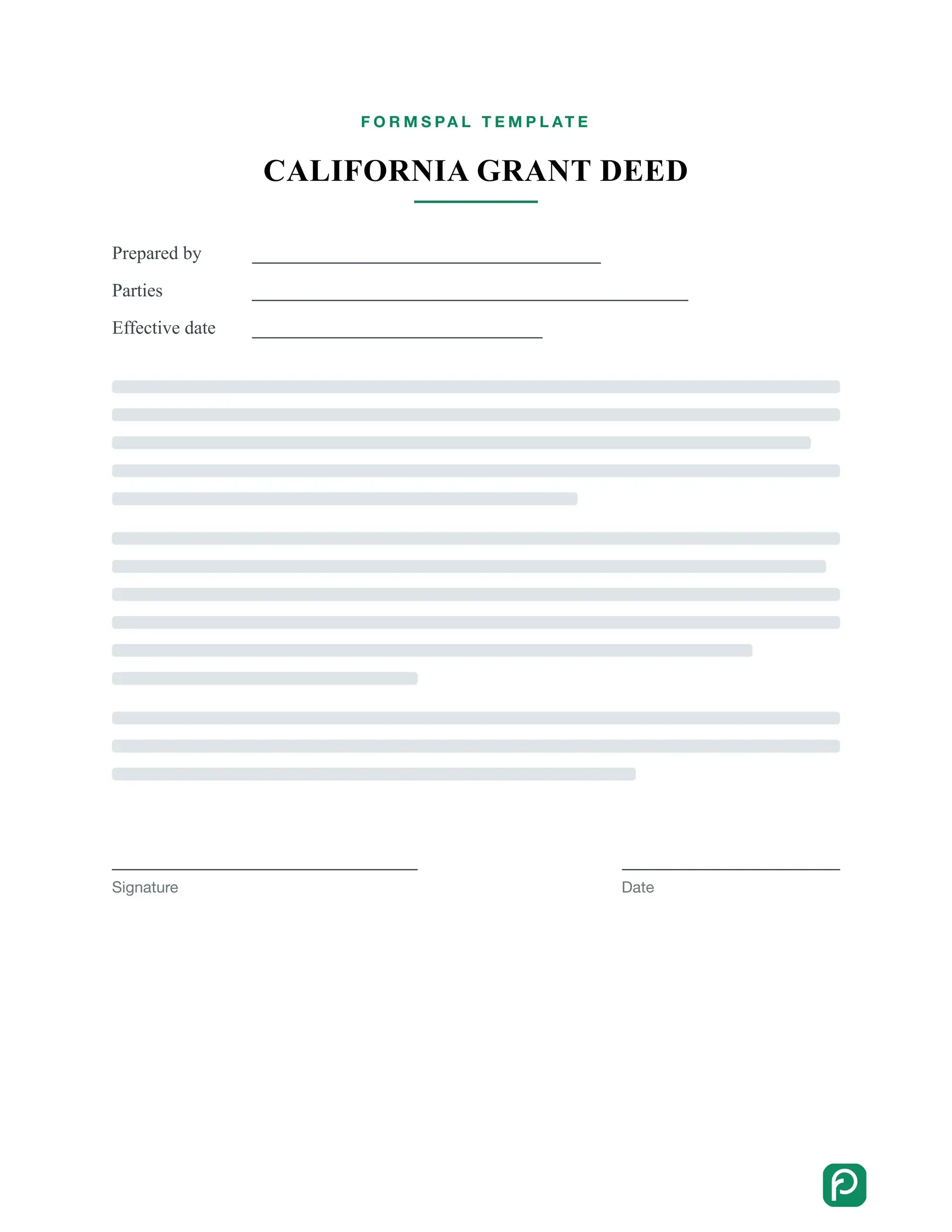 California Grant Deed template illustration