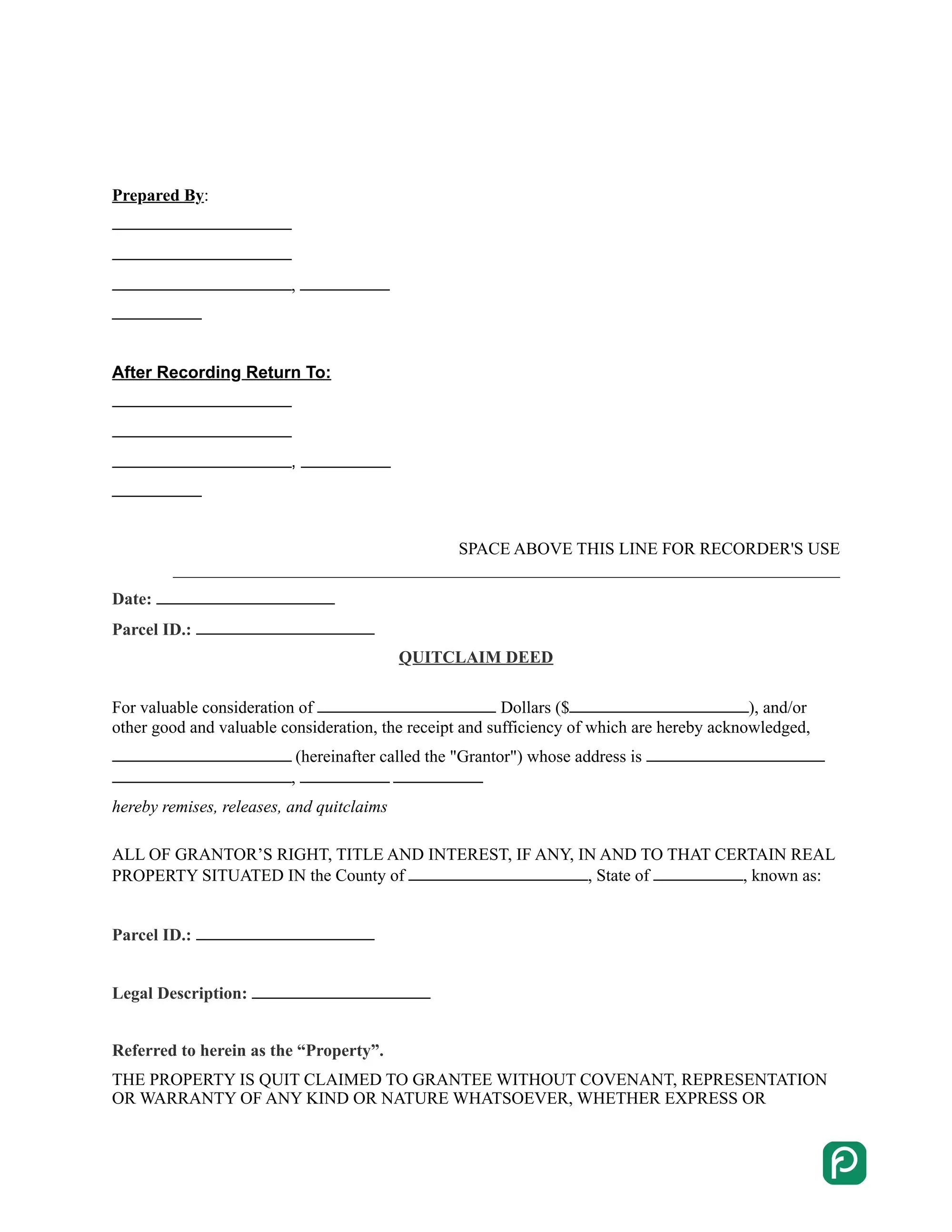 Iowa quitclaim deed form preview