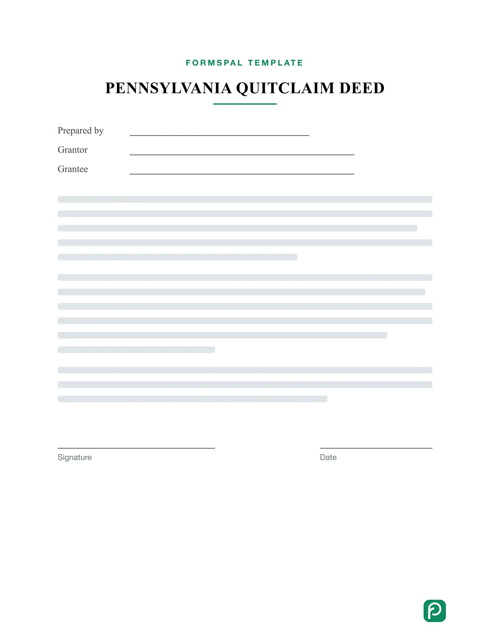Pennsylvania Quitclaim Deed template illustration