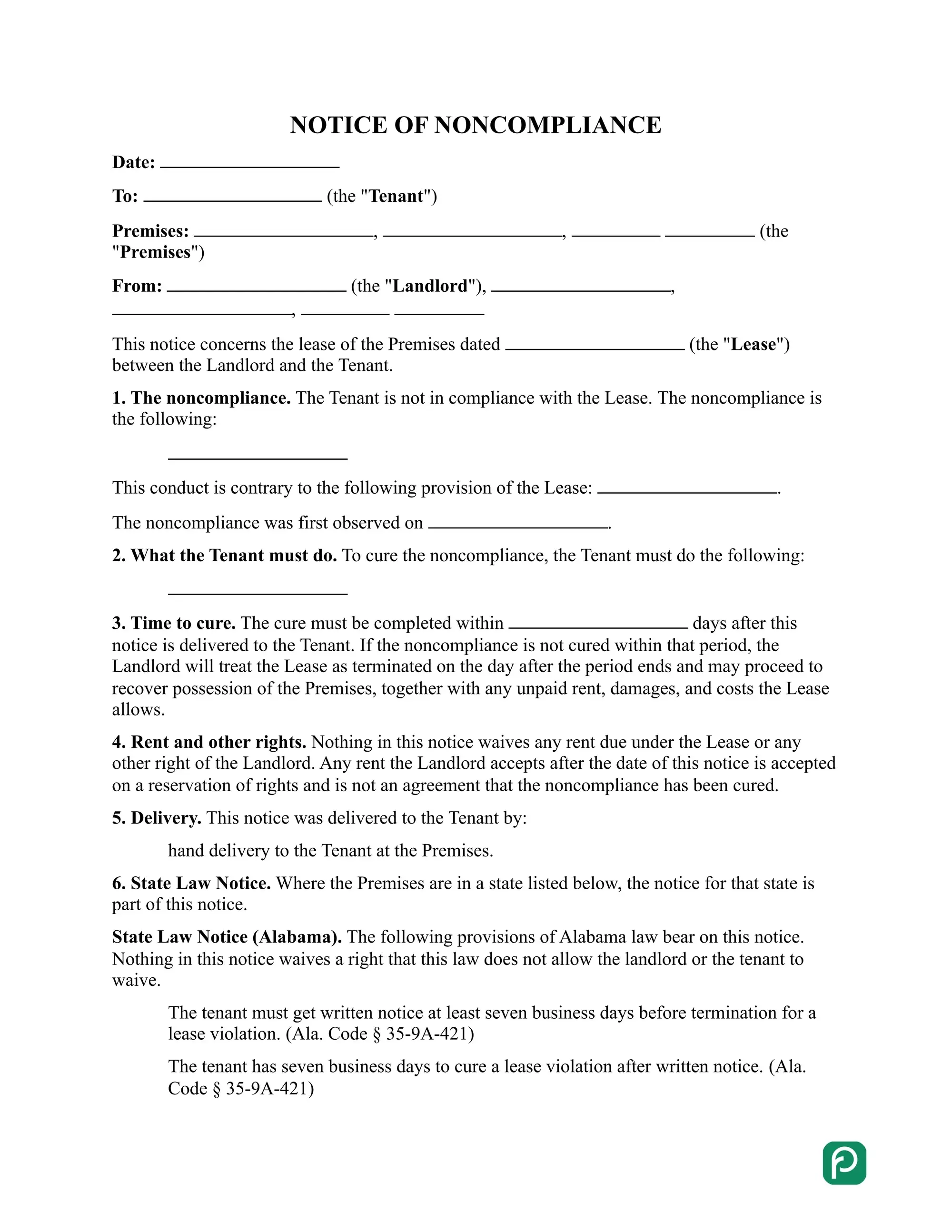 Notice of noncompliance preview
