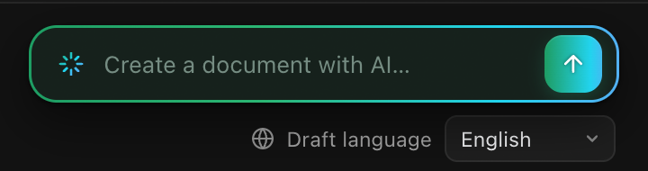 The AI prompt field suggesting a cover letter draft, dark theme