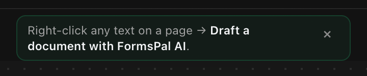 The popup showing the right-click tip, dark theme