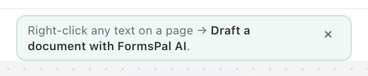 The popup showing the right-click tip