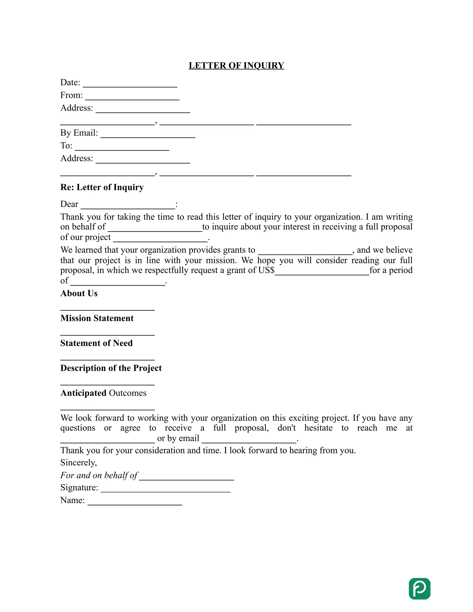 Grant Letter of Intent preview