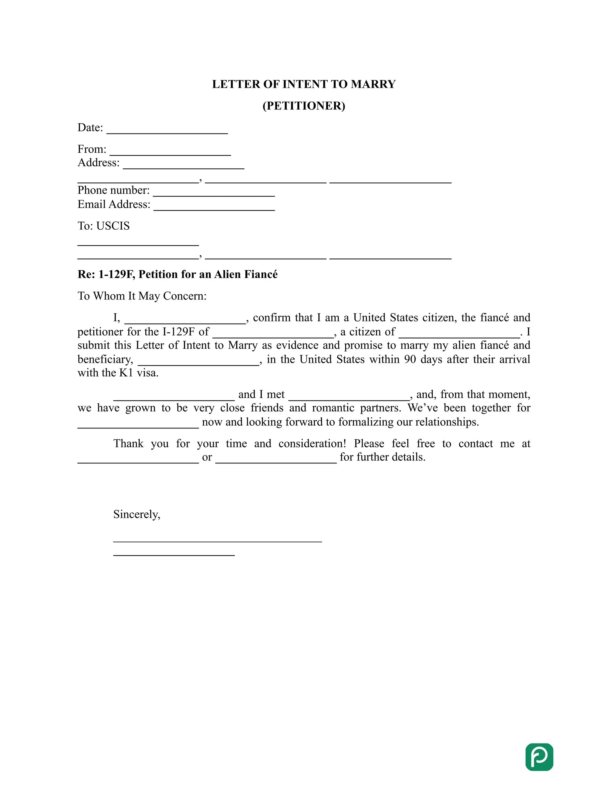 Letter of Intent to Marry preview