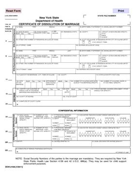 First page of the Certificate of Dissolution form