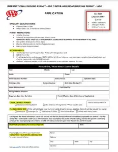 AAA International Driving Permit Application Preview