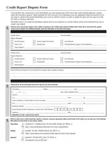 Credit Report Dispute Form Preview