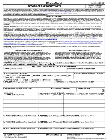 DD Form 93 Preview