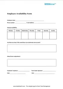 Employee Availability Form Preview