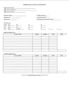 High School Transcript Template Preview