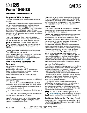 IRS Form 1040-ES Preview