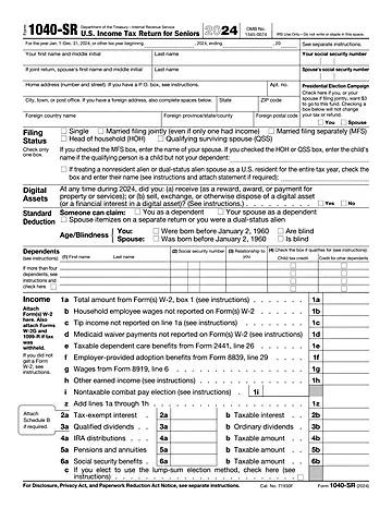 IRS Form 1040-SR Preview