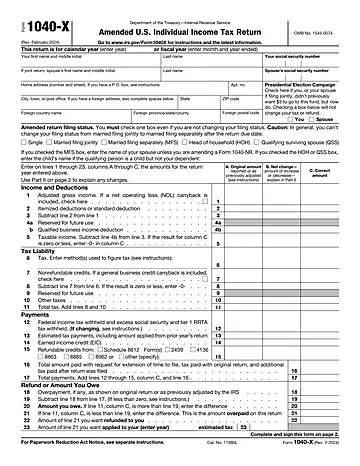 IRS Form 1040-X Preview