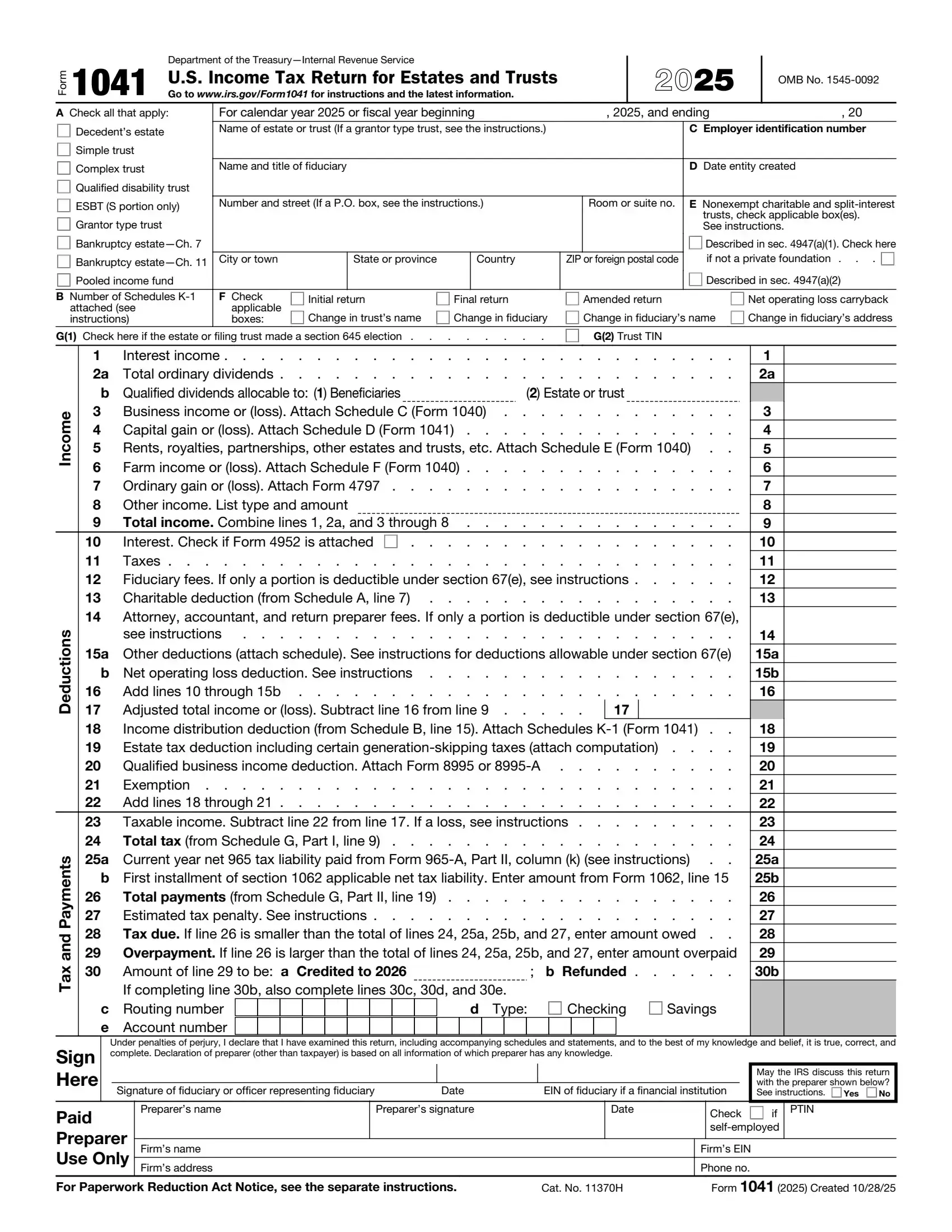 IRS Form 1041 preview