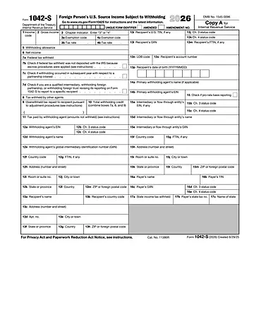 IRS Form 1042-S Preview