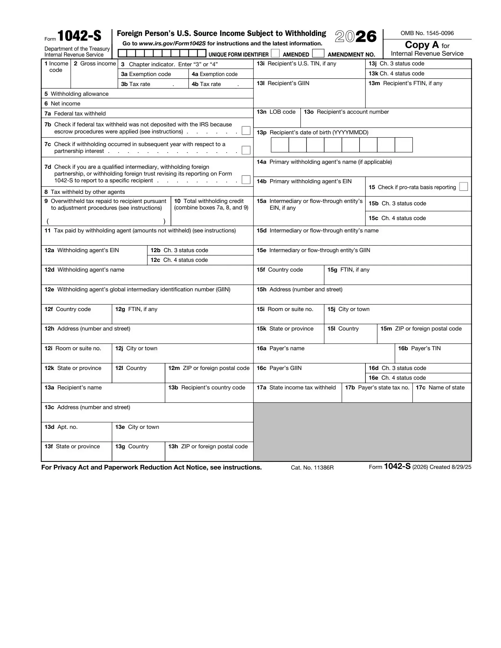IRS Form 1042-S preview