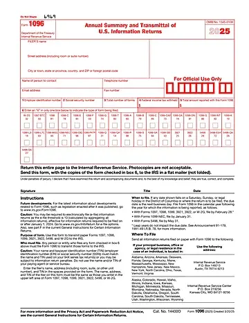 IRS Form 1096 Preview