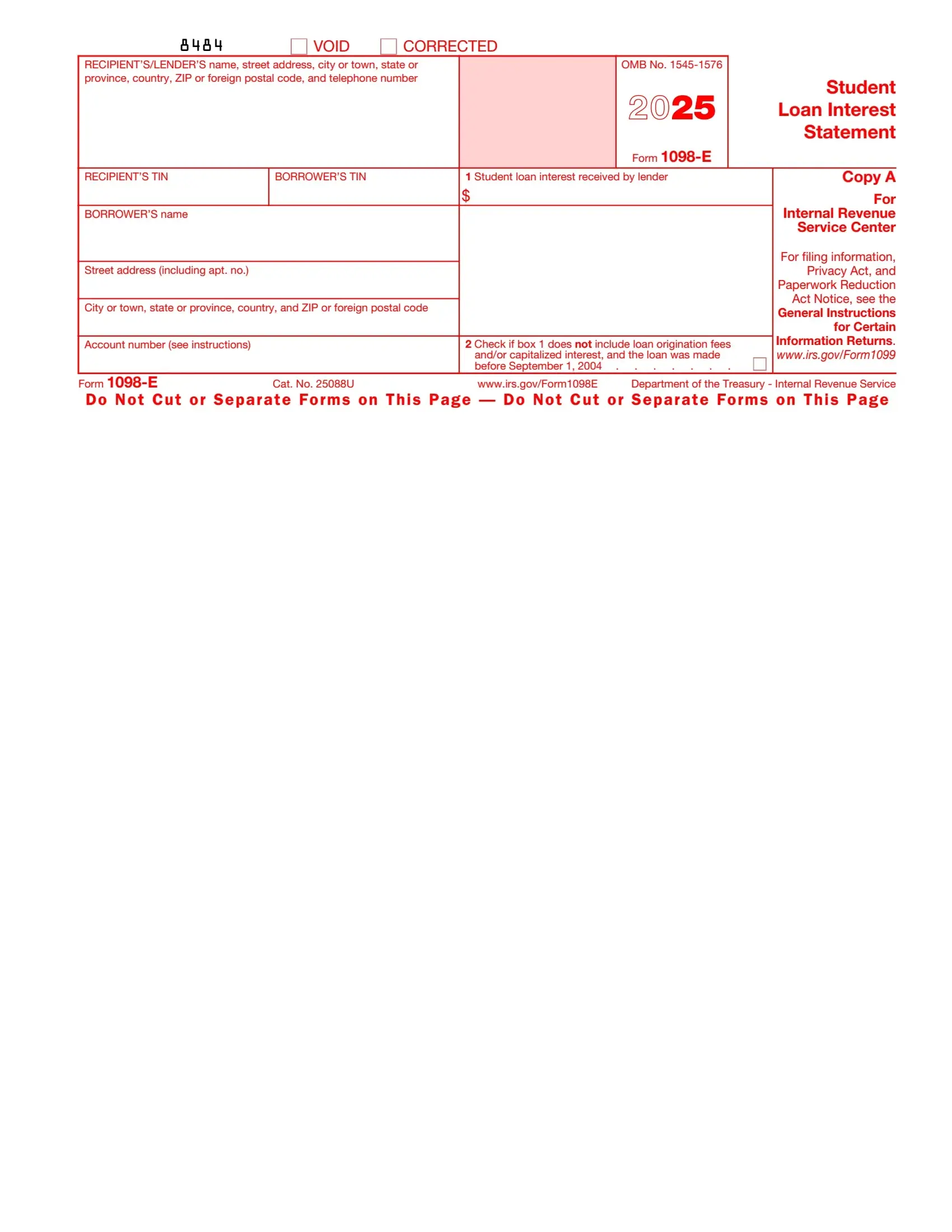 irs form 1098 e 2022 preview