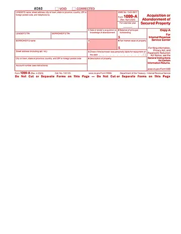 IRS Form 1099-A Preview