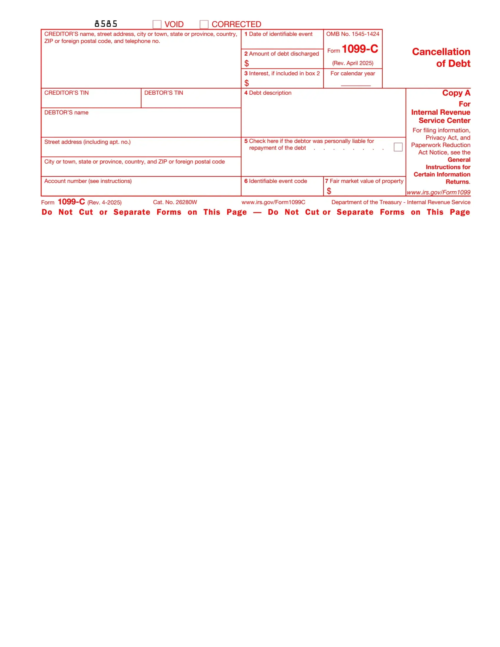 irs form 1099 c rev 01 2022 preview