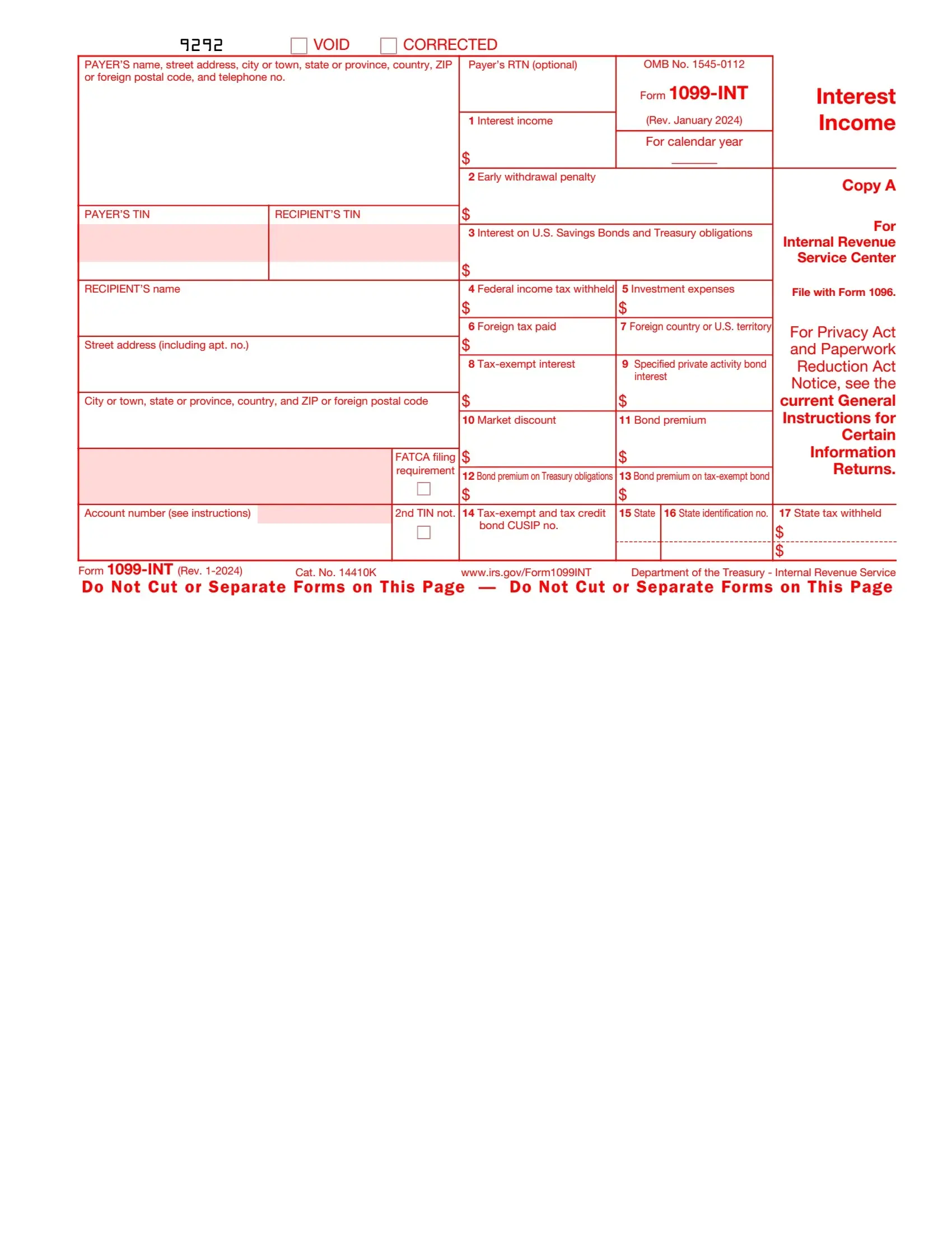 irs form 1099 int rev 01 2022 preview